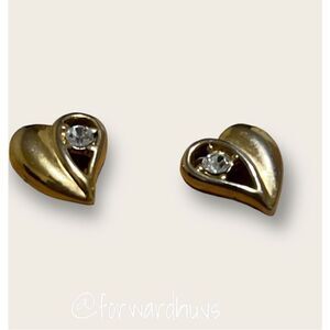 Bundle Sale 3 for $15 | Gold-tone Heart Earrings | Clear Rhinestone